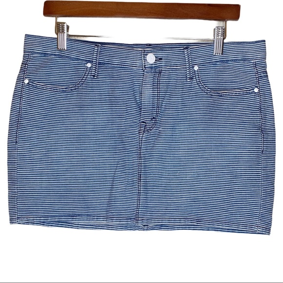 MOTHER railroad Jean Skirt SNS On the Road Striped 27 - Picture 2 of 16